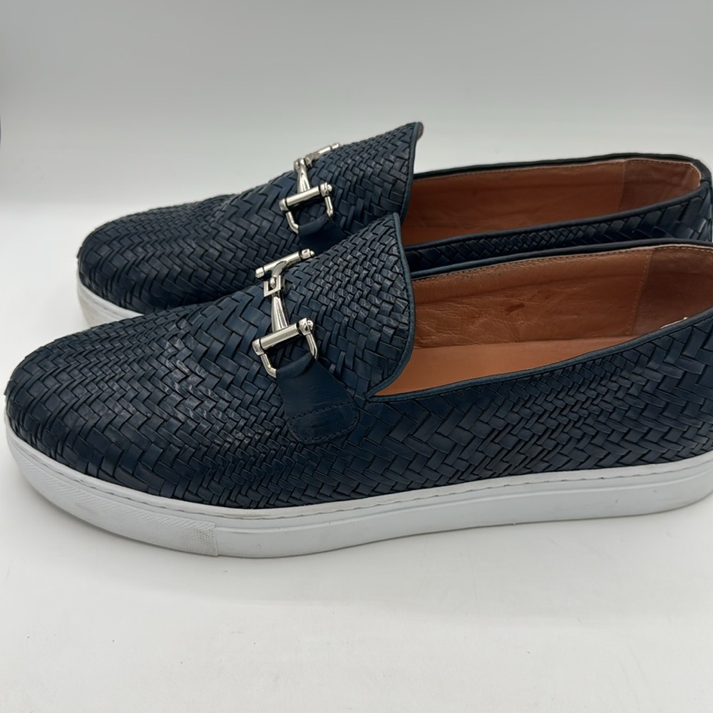 Marc Nolan Men’s Navy Woven Horse-Bit Sneakers sz 14 - Picture 3 of 7